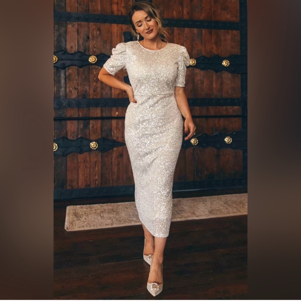 Starling Elegant Silver Sequin Dress
